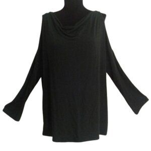 Silence + Noise M cold shoulder LS tee shirt dark Green Cowl Neckline Soft Drape